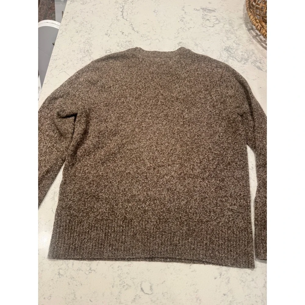 J.Crew Rugged Merino Wool Blend Marled Crewneck Sweater Mens Medium Brown Knit